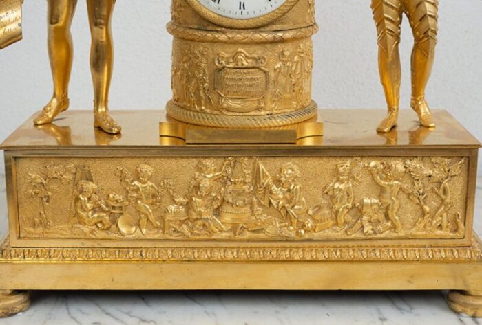 antique french empire clock in finely chiseled golden bronze 19th century 6