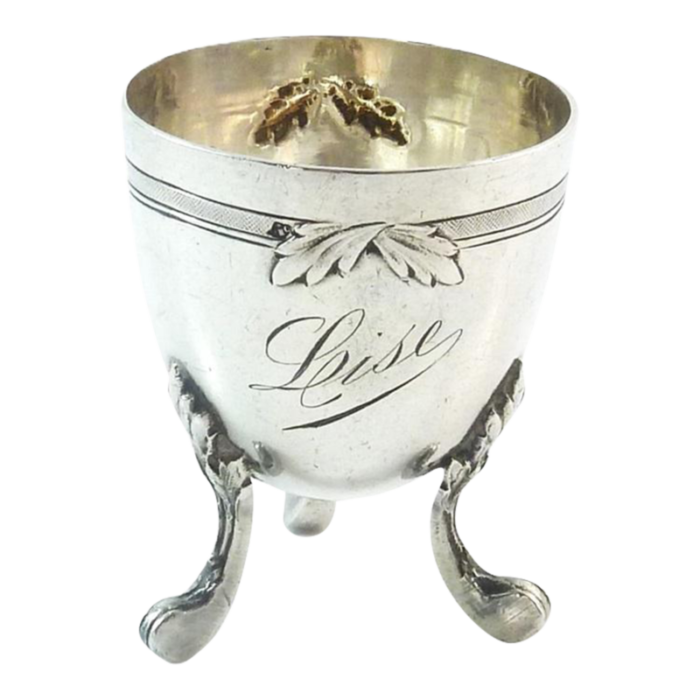 antique french sterling silver egg cup or egg holder 1150