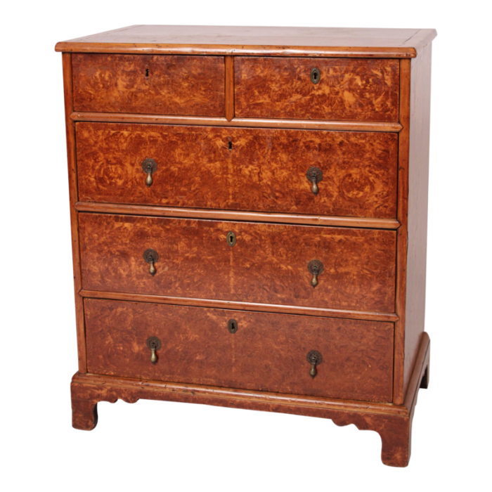 antique george i style burl wood chest of drawers 0548