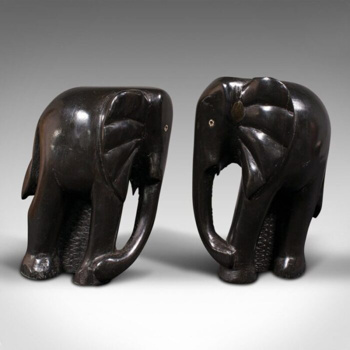 antique hand carved elephant bookends 1880 set of 2 1