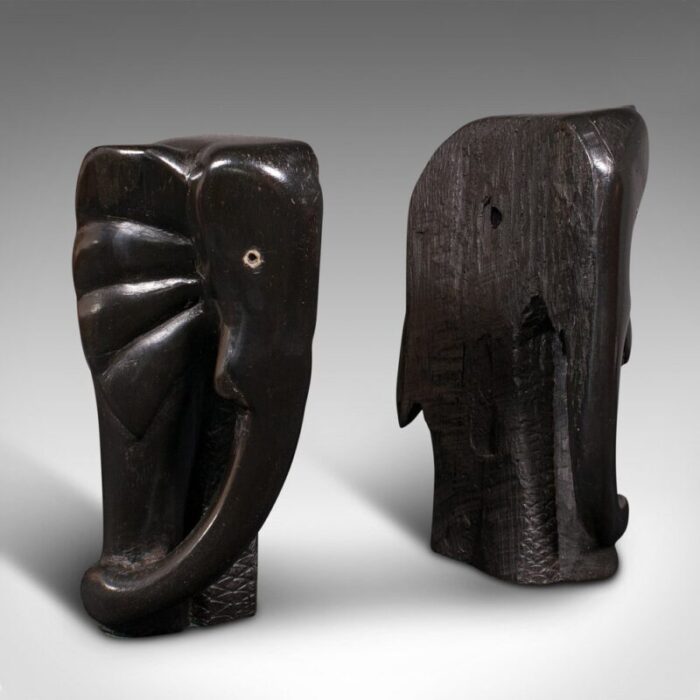 antique hand carved elephant bookends 1880 set of 2 3