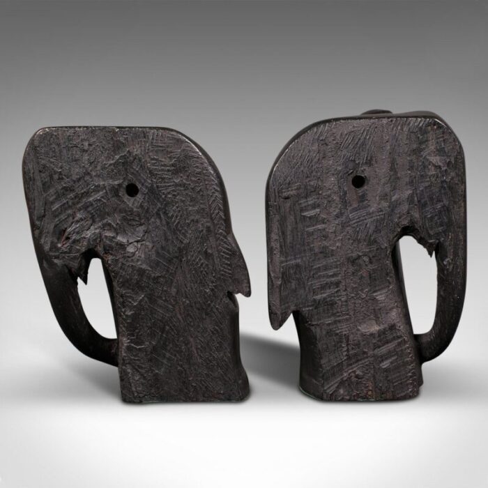 antique hand carved elephant bookends 1880 set of 2 4