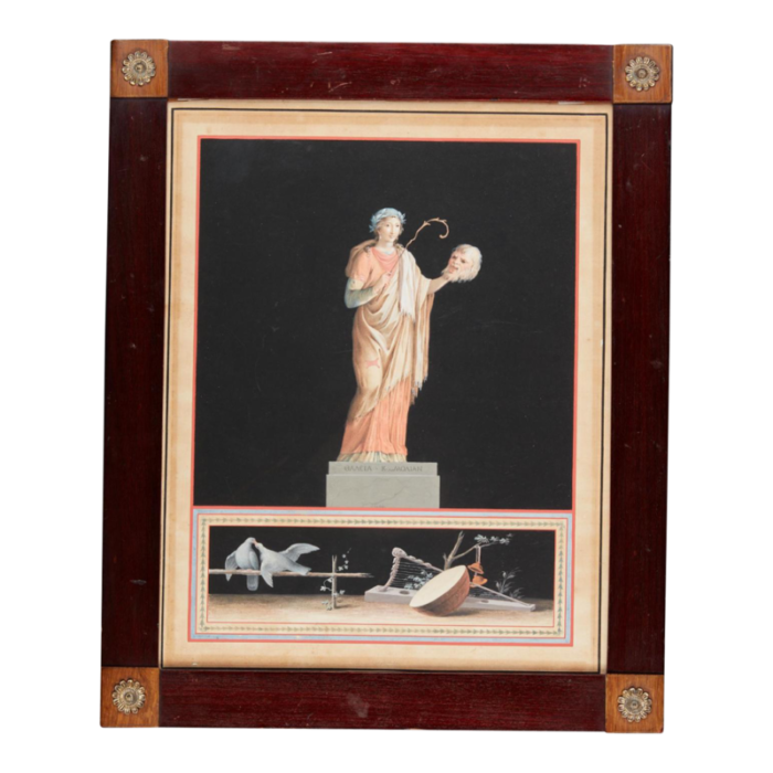 antique italian gouache allegorical painting michelangelo maestri 7358