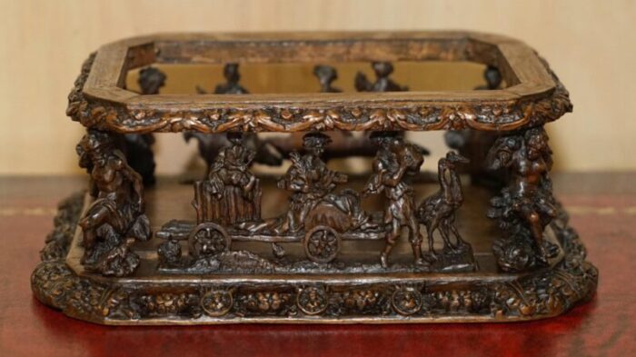 antique italian heavily carved box depicting stallion horses 1840s 18