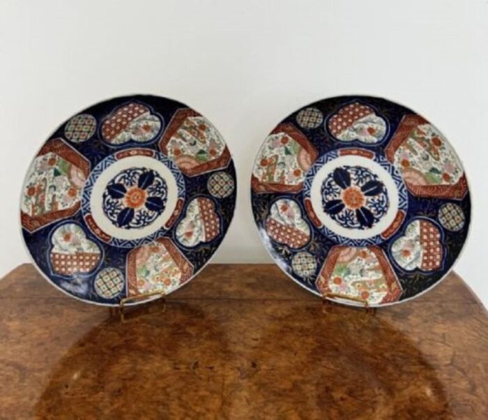 antique japanese imari plates 1900s set of 2 1