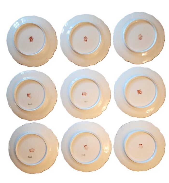 antique limoges france d and c handpainted scalloped fish salad plates 9 pieces 2001