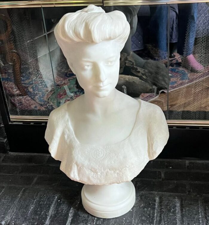 antique marble statue sculpture of a victorian woman 9502