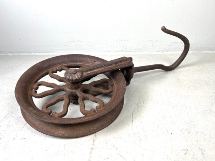 antique meiji era metal pulley japan 1890s 1