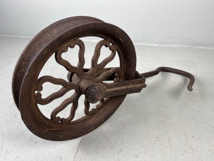 antique meiji era metal pulley japan 1890s 3