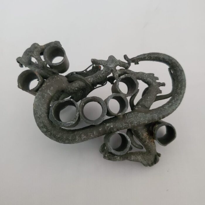 antique metal dragon floral frog 0862