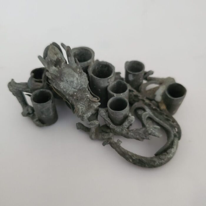 antique metal dragon floral frog 7444