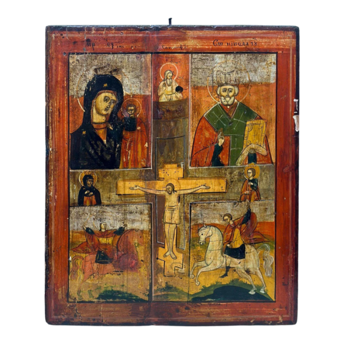 antique quadripartite icon painting 9255