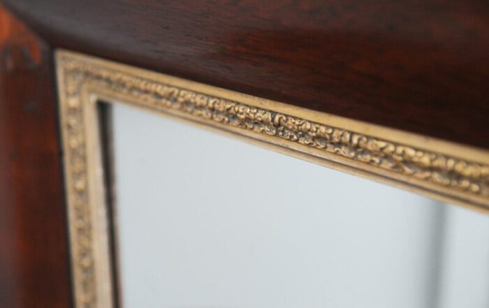 antique rosewood portrait wall mirror with decorative gilt inlay 1800s 2