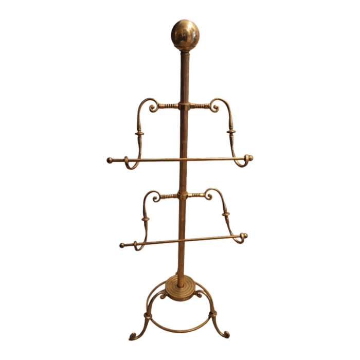 antique solid brass floor standing towel bar holder 1365