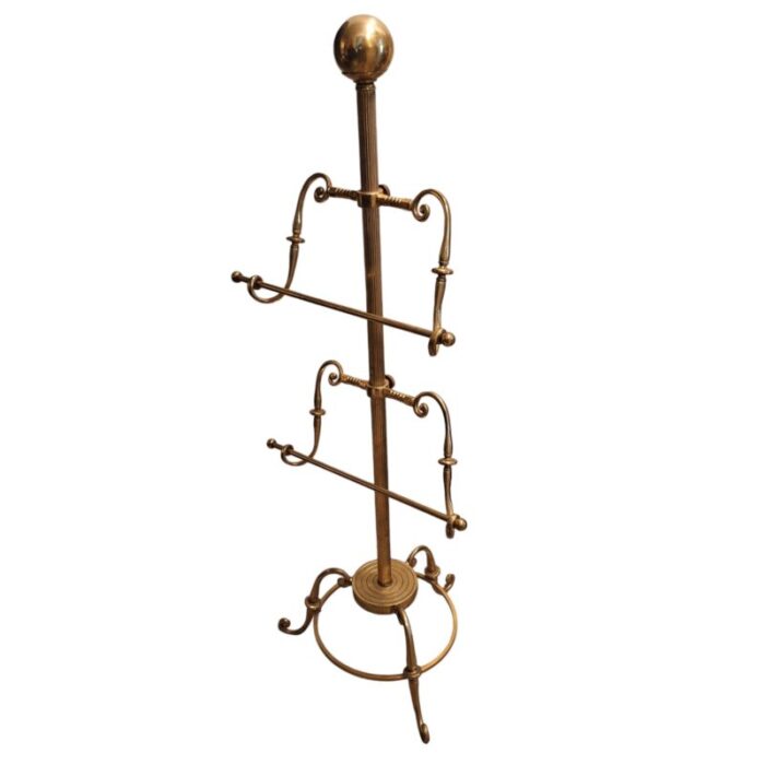 antique solid brass floor standing towel bar holder 2039