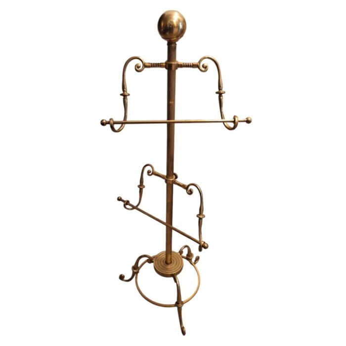 antique solid brass floor standing towel bar holder 4229