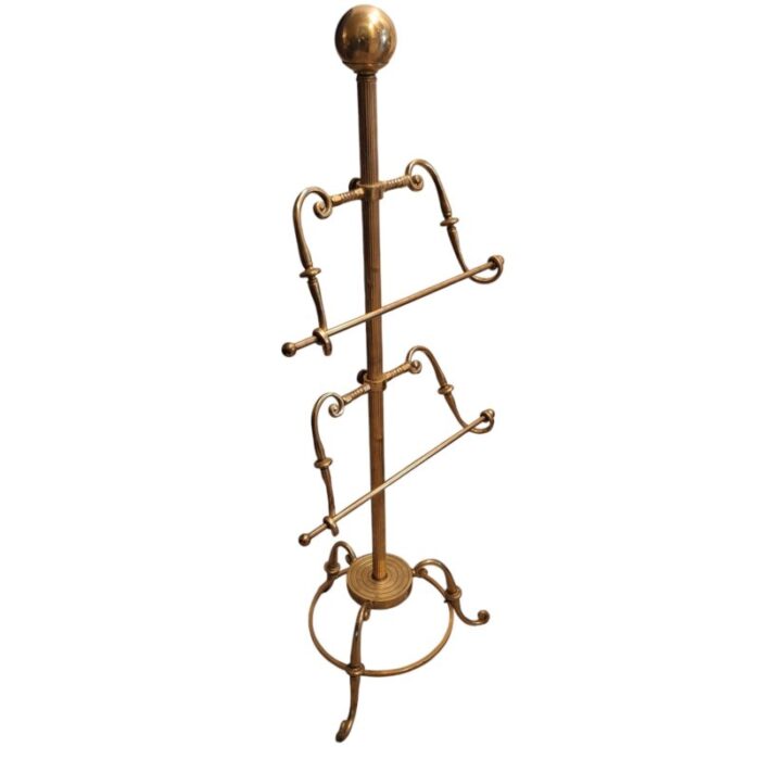 antique solid brass floor standing towel bar holder 5547