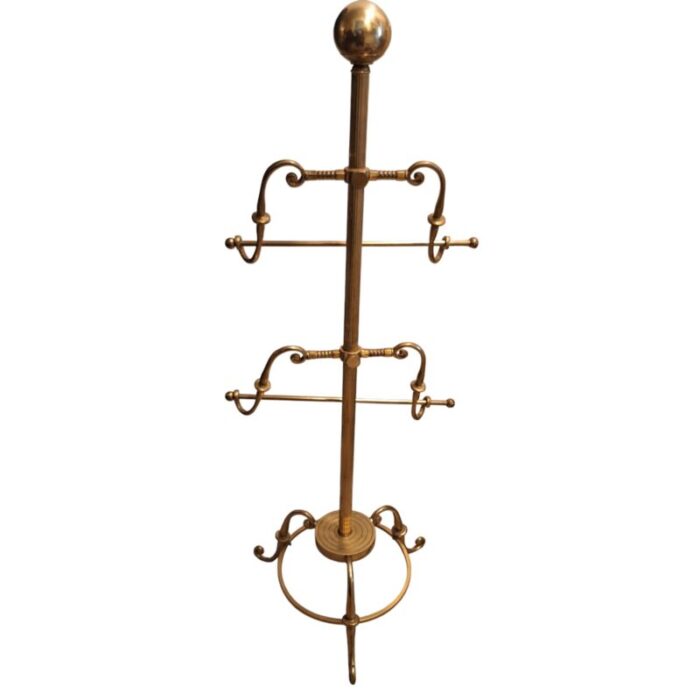 antique solid brass floor standing towel bar holder 6438