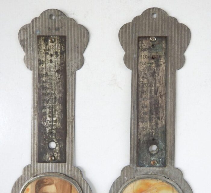 antique thermometer picture frames a pair 4099