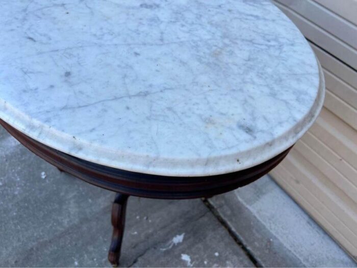 antique victorian style walnut marble top side table 9789