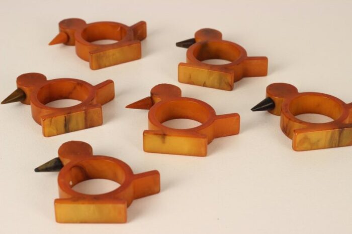 art deco bakelite napkin rings 1920s set of 6 7