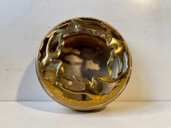 art deco brass incense bowl with swans 1930s 1