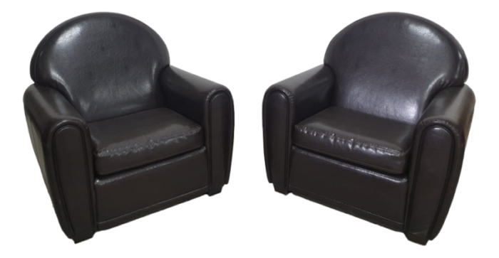 art deco club leather armchairs euope 1970s set of 2 2810