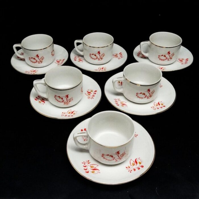 art deco coffee cups and saucers from cmielow factory poland 1930s set of 12 1