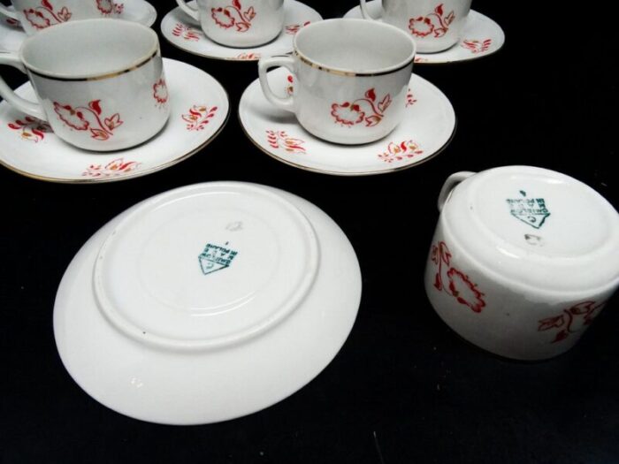 art deco coffee cups and saucers from cmielow factory poland 1930s set of 12 2