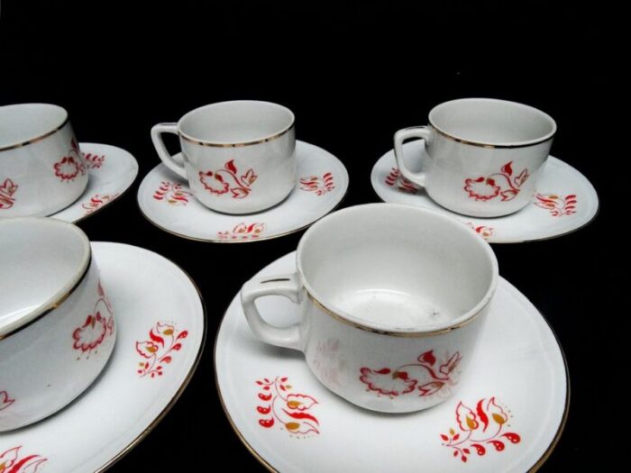 art deco coffee cups and saucers from cmielow factory poland 1930s set of 12 3