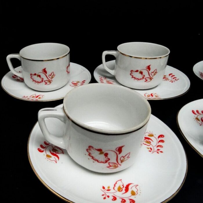 art deco coffee cups and saucers from cmielow factory poland 1930s set of 12 4