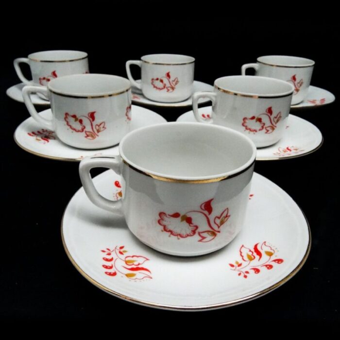 art deco coffee cups and saucers from cmielow factory poland 1930s set of 12 5