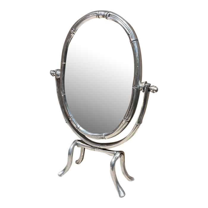 art deco faux silver bamboo table vanity mirror 2925