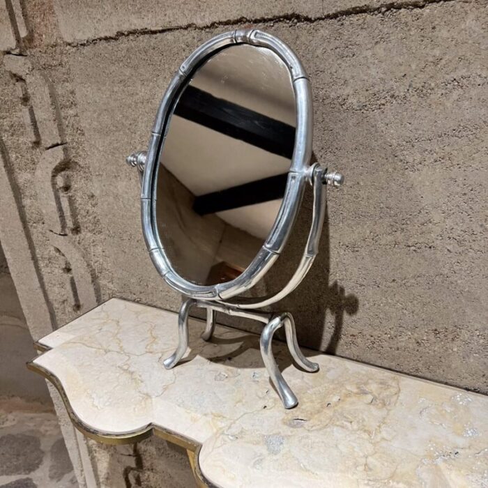 art deco faux silver bamboo table vanity mirror 5032