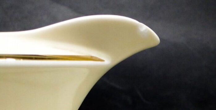 art deco gravy boat with underplate from tielsch pottery poland 1950s 3