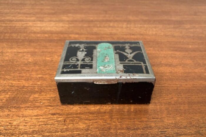 art deco metal and wood box 1930s 1