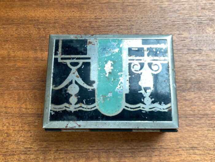 art deco metal and wood box 1930s 11