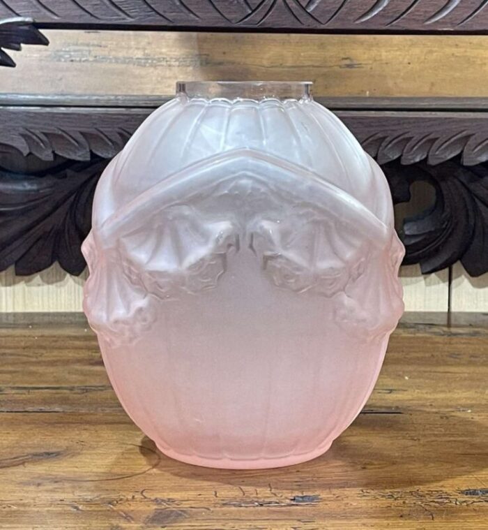 art deco molded glass vase from vercais 1930s 5