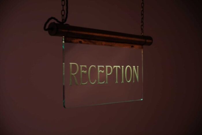 art deco reception illuminated sign in brass 7