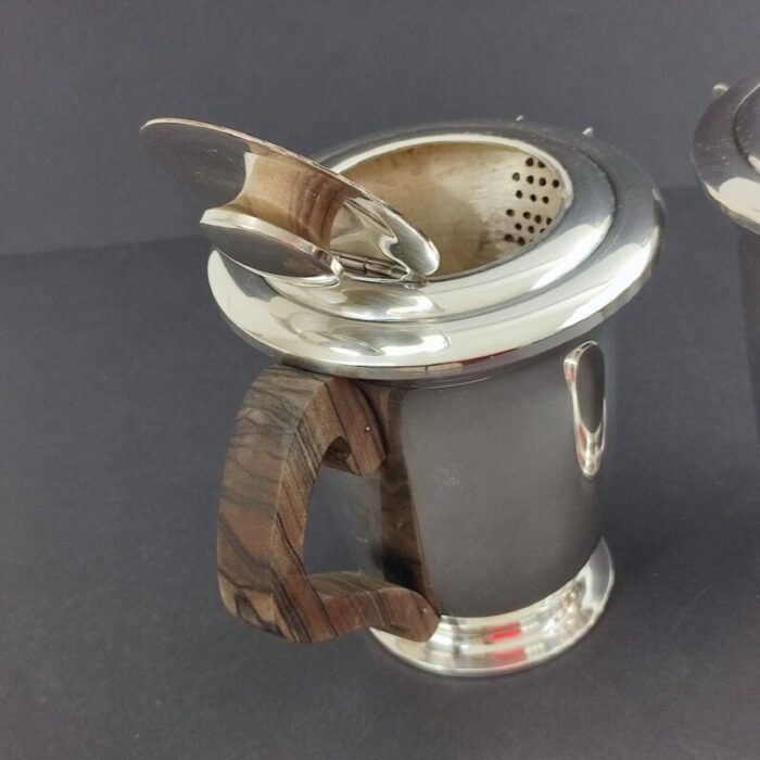 art deco silver plated and makassar ebony tea or coffee set from ravinet d enfert 1930s set of 5 9