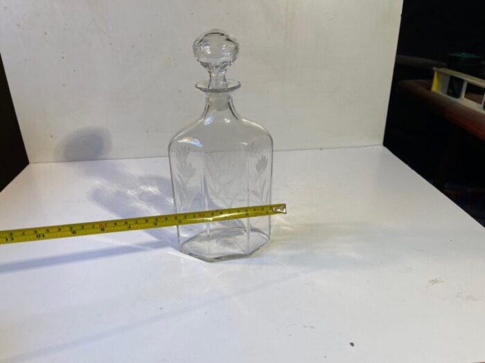 art deco whiskey glass decanter with etched flowers from holmegaard 1930s 8