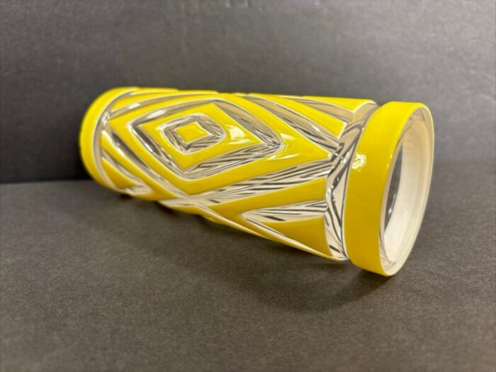 art deco yellow glass vase 2 layers france circa 1940 3899