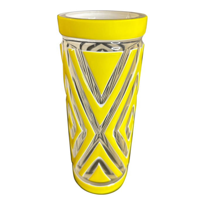 art deco yellow glass vase 2 layers france circa 1940 6721