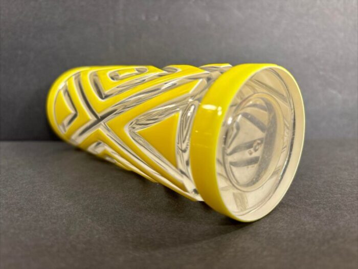 art deco yellow glass vase 2 layers france circa 1940 7003