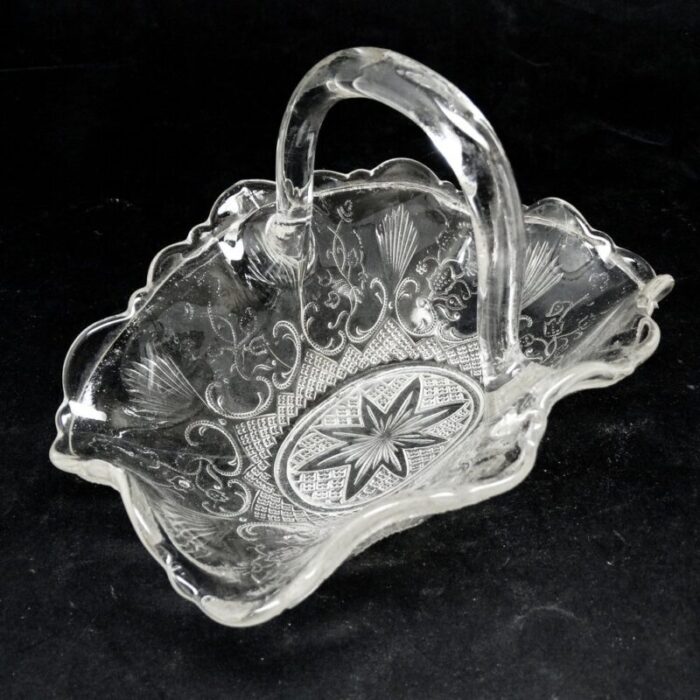 art nouveau basket from zabkowice glassworks poland 1930s 1 1