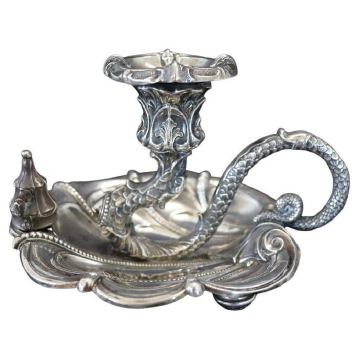 art nouveau candleholder in sterling silver by wilhelm binder 1890s 1