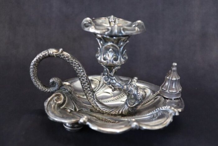 art nouveau candleholder in sterling silver by wilhelm binder 1890s 8