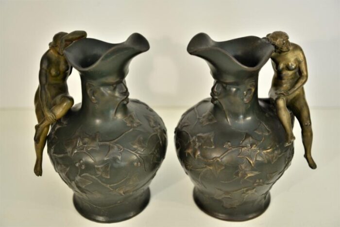 art nouveau pitchers from charles theodore perron 1900s set of 2 4