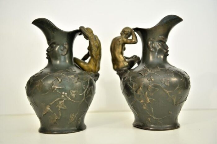 art nouveau pitchers from charles theodore perron 1900s set of 2 7