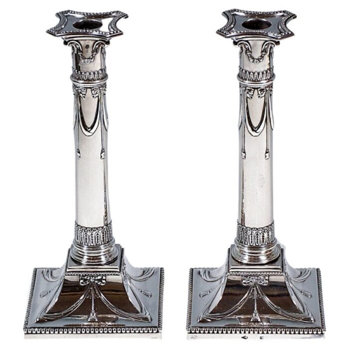 art nouveau silver candle holders from j m van kempen netherlands 1900s set of 2 1